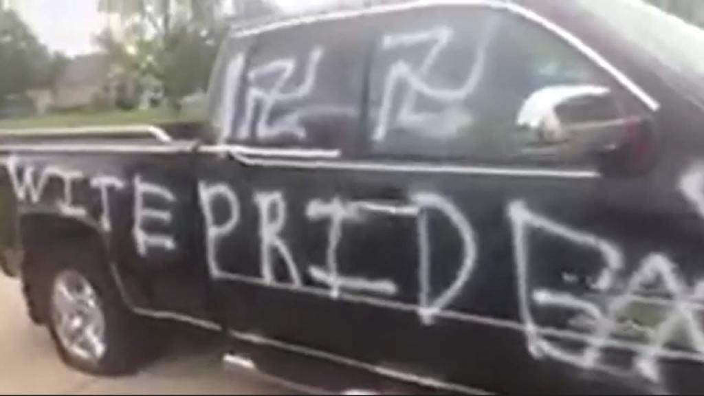 Remedial White Inferior Terrorists Vandalize Black Man's Truck With "Wite Pride" Message 1