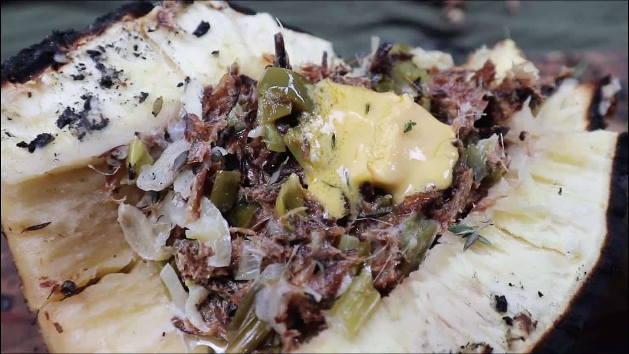 Stuffed Roast Breadfruit | Jamaica Outdoor Cooking 1